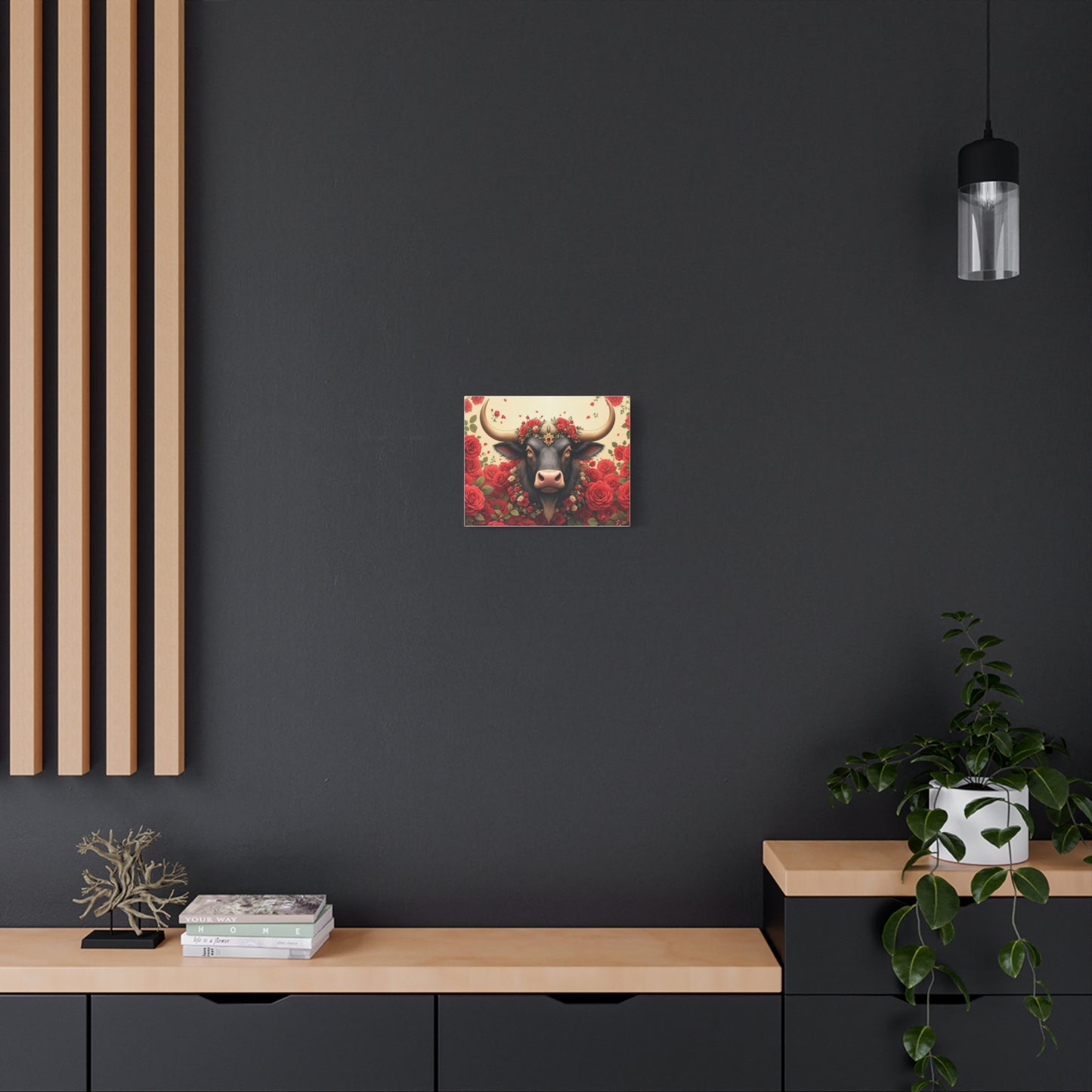 Canvas Print - Red Rose Cow Picture