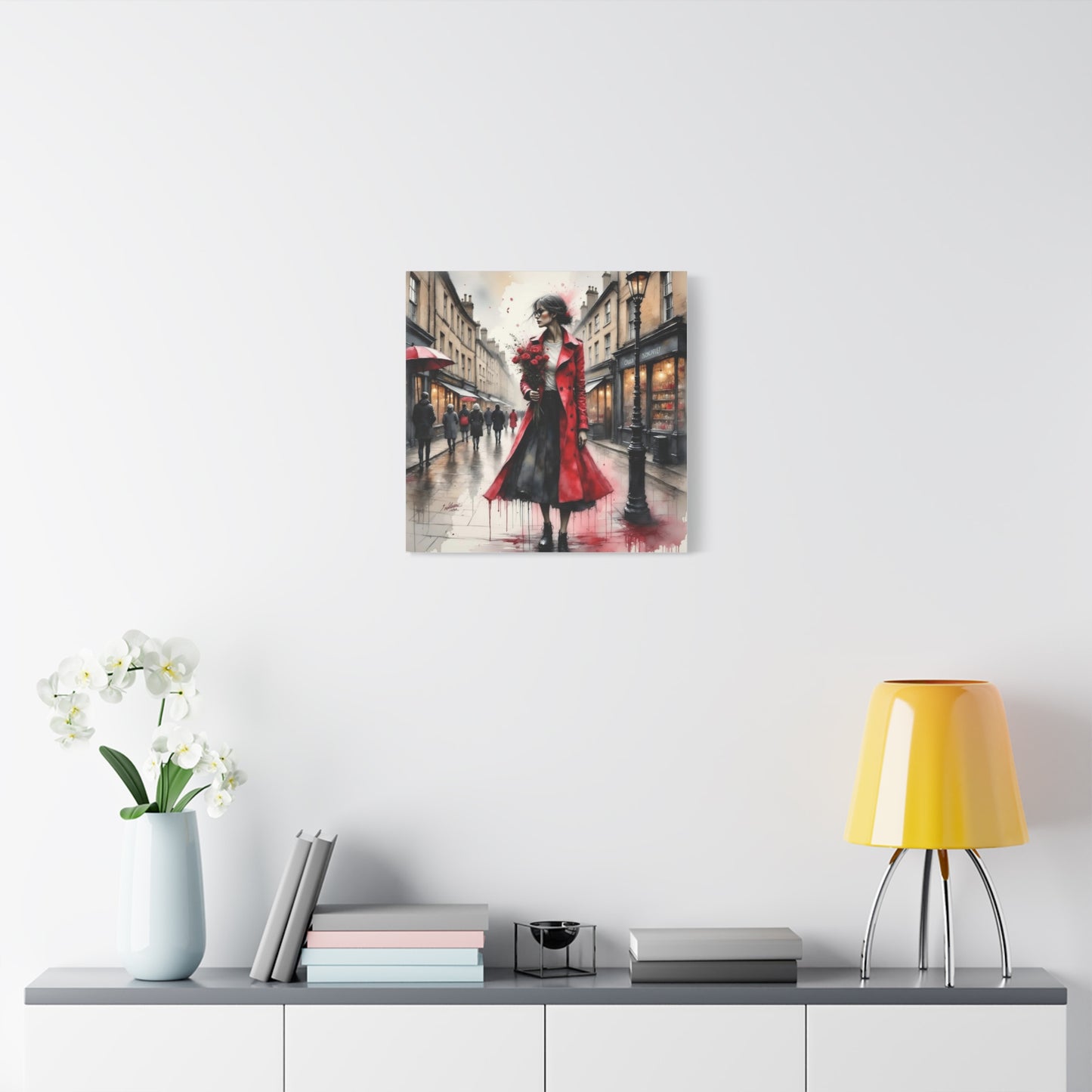 Lady in Red Coat 2 Abstract Art