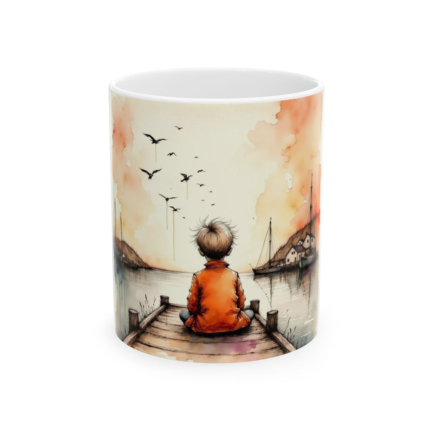 Boy on a Pier Ceramic Mug (11oz, 15oz)