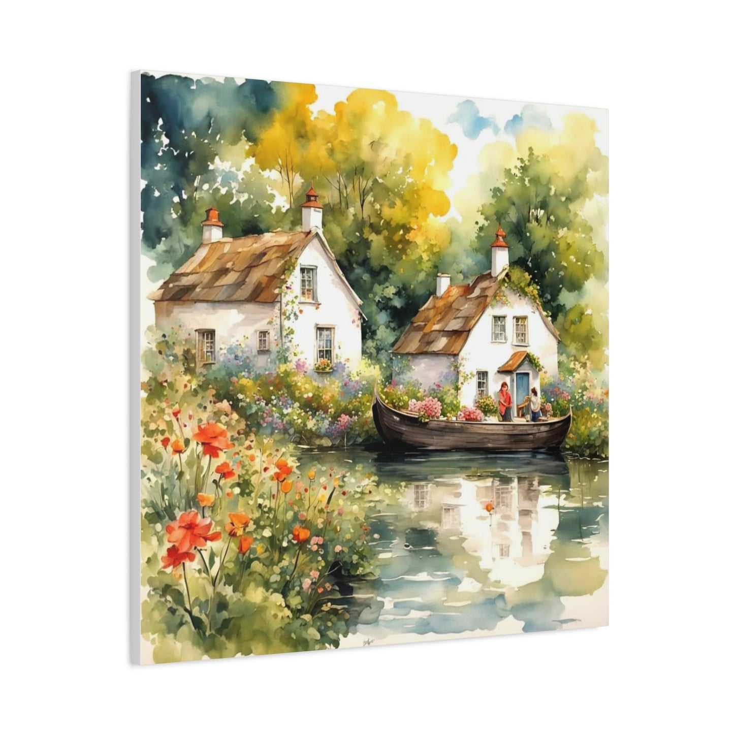 Life on the Lake with Flowers Art