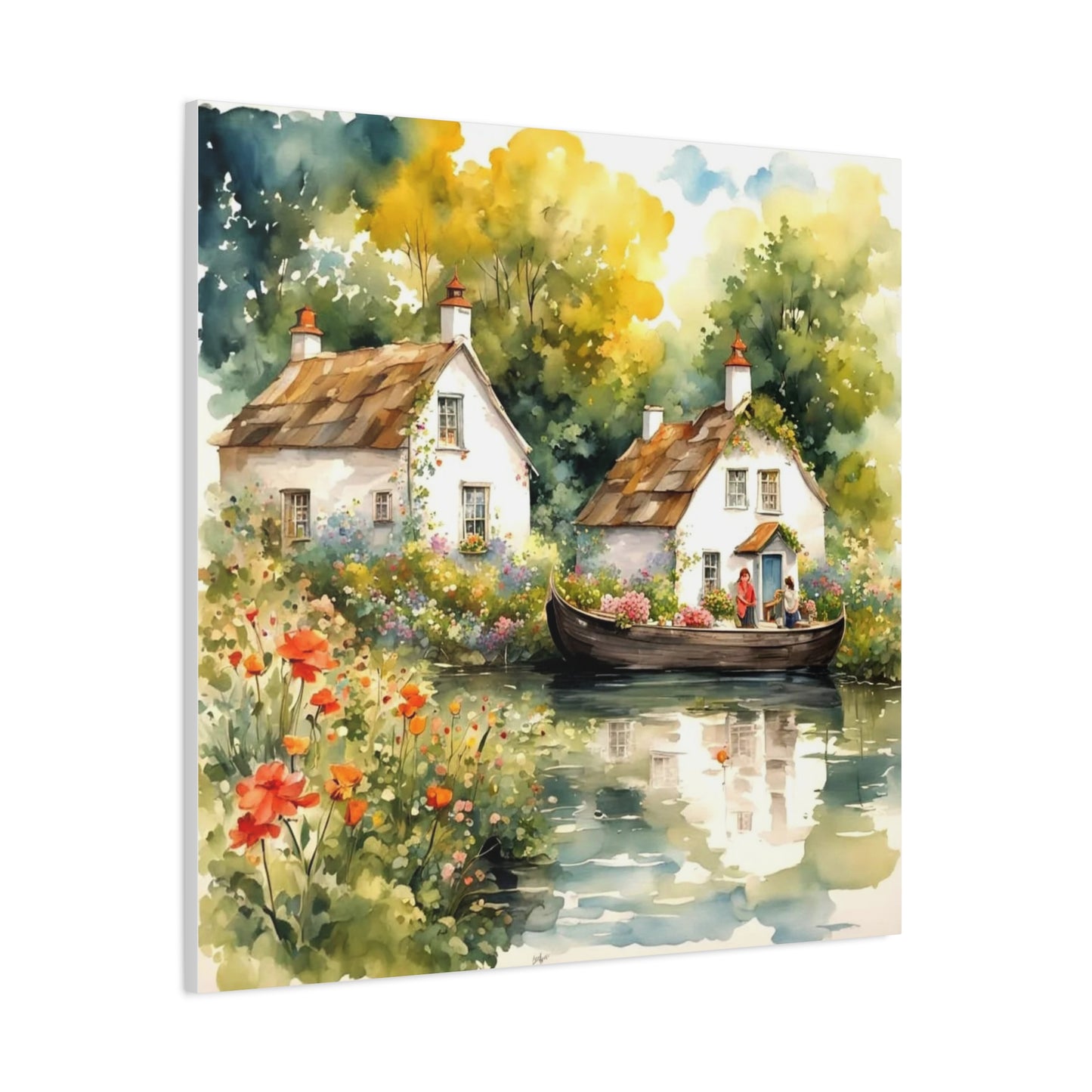 Life on the Lake with Flowers Art