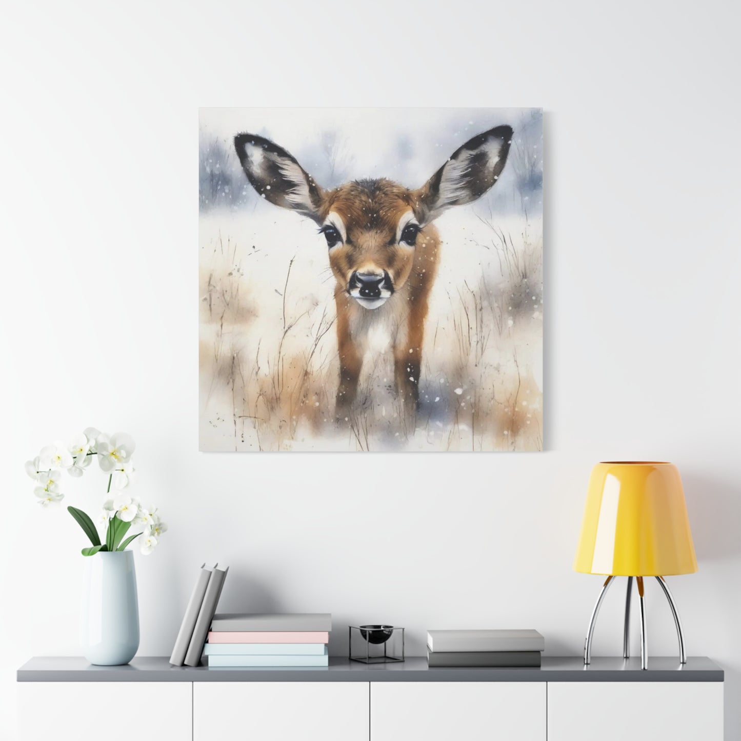 Fawn in the Snow Abstract Art