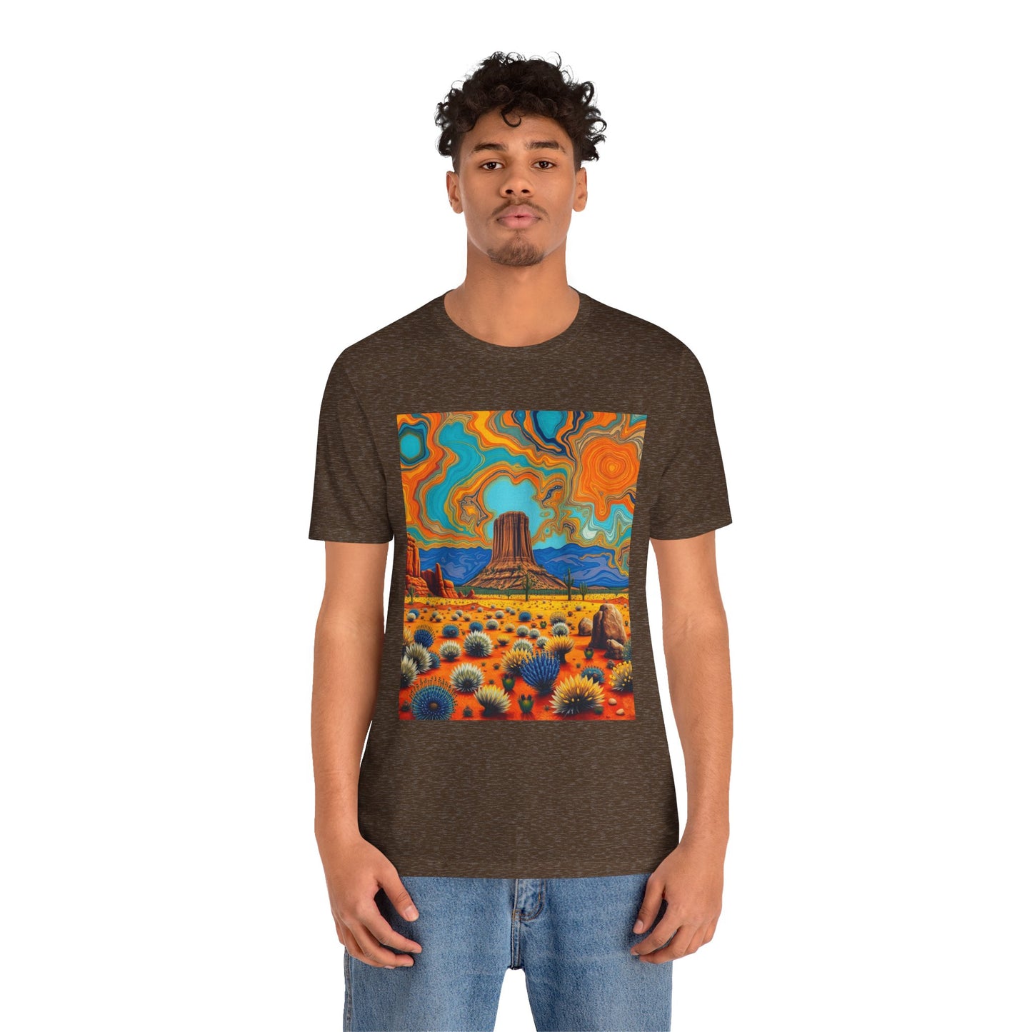 Southwest abstract Devils Tower Tee Shirt 1