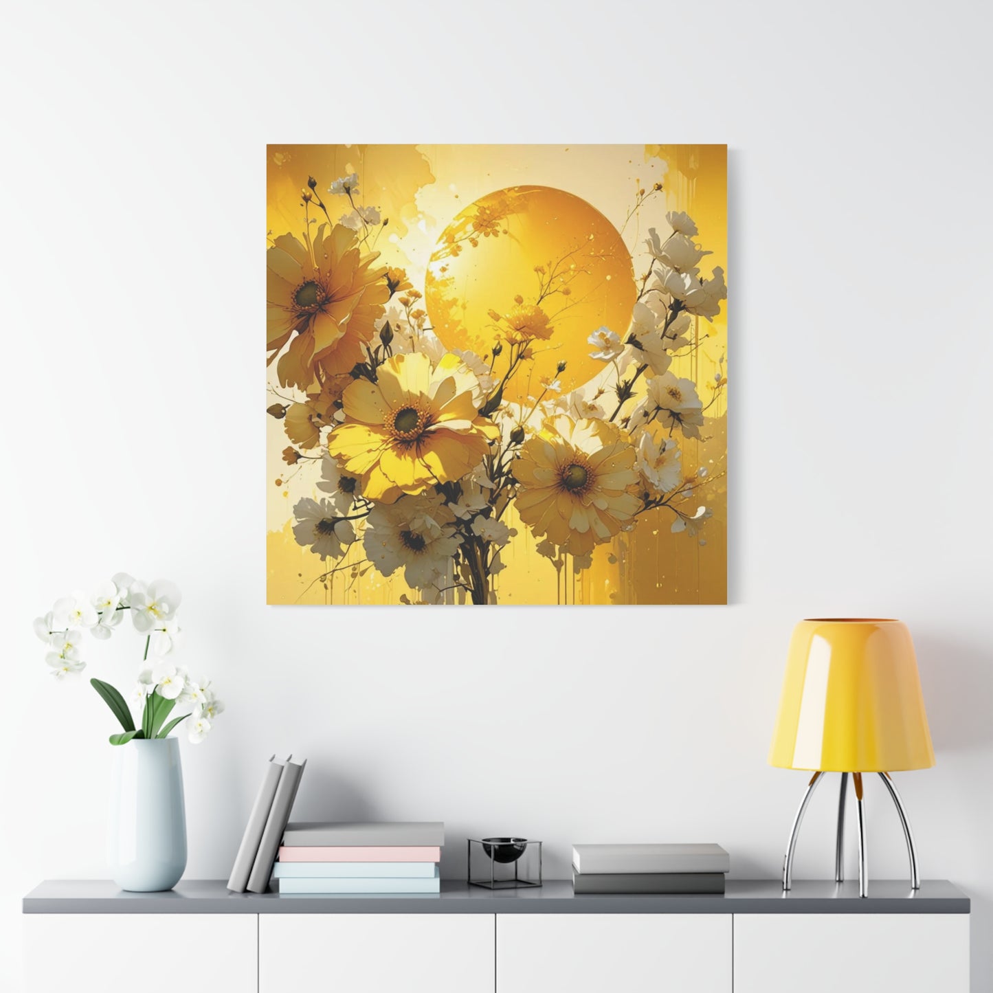 Yellow Flowers Asian Abstract Art