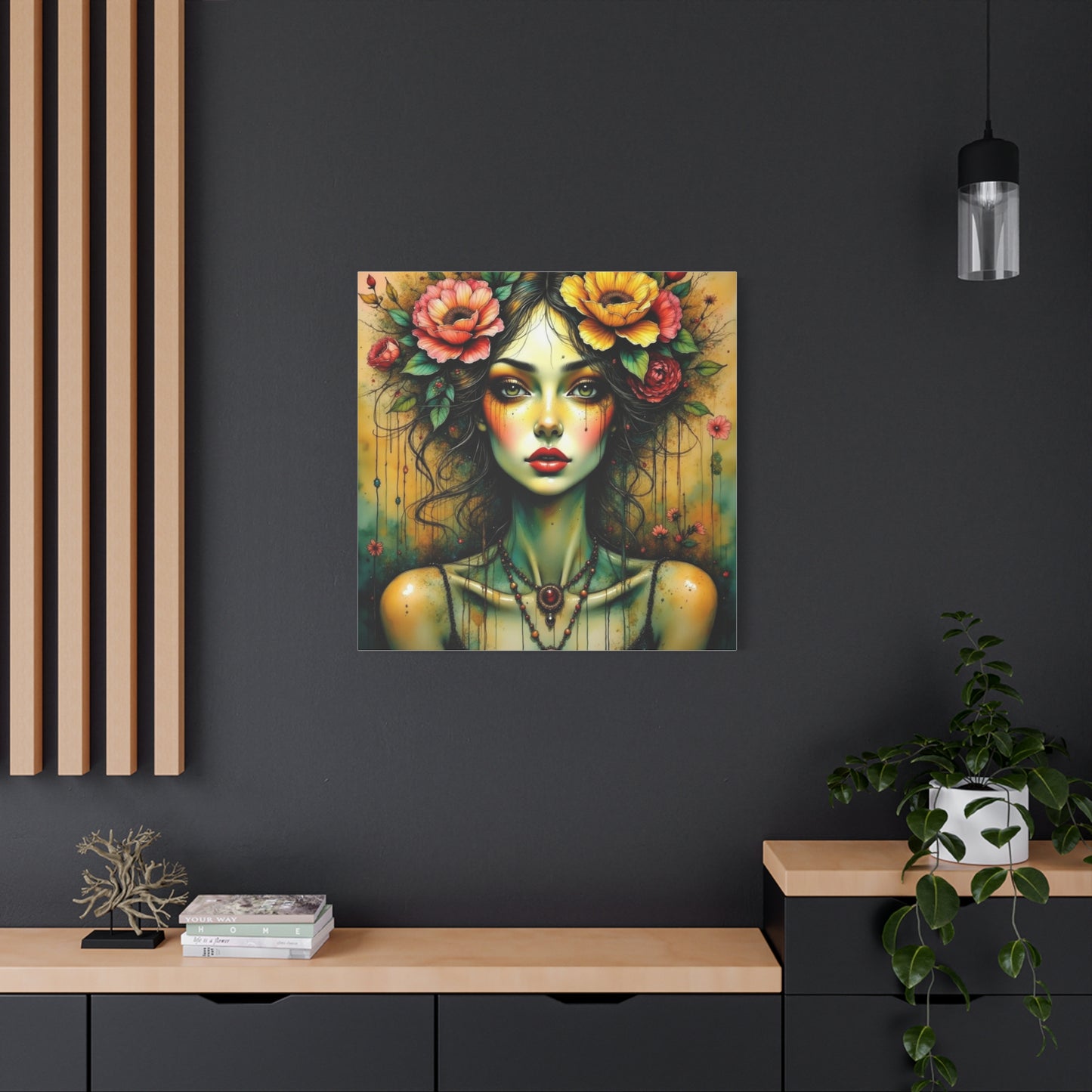 Lady With Flowers in Her Hair Abstract Art