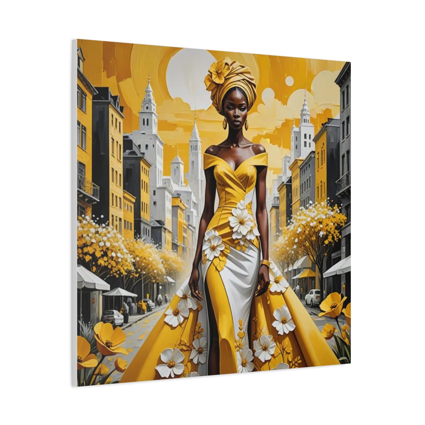 African Queen in Yellow Abstract Art