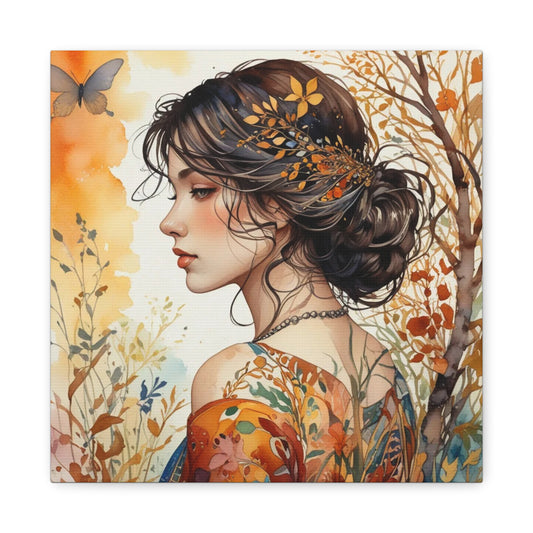 Girl with Leaves in Her Hair Abstract Art