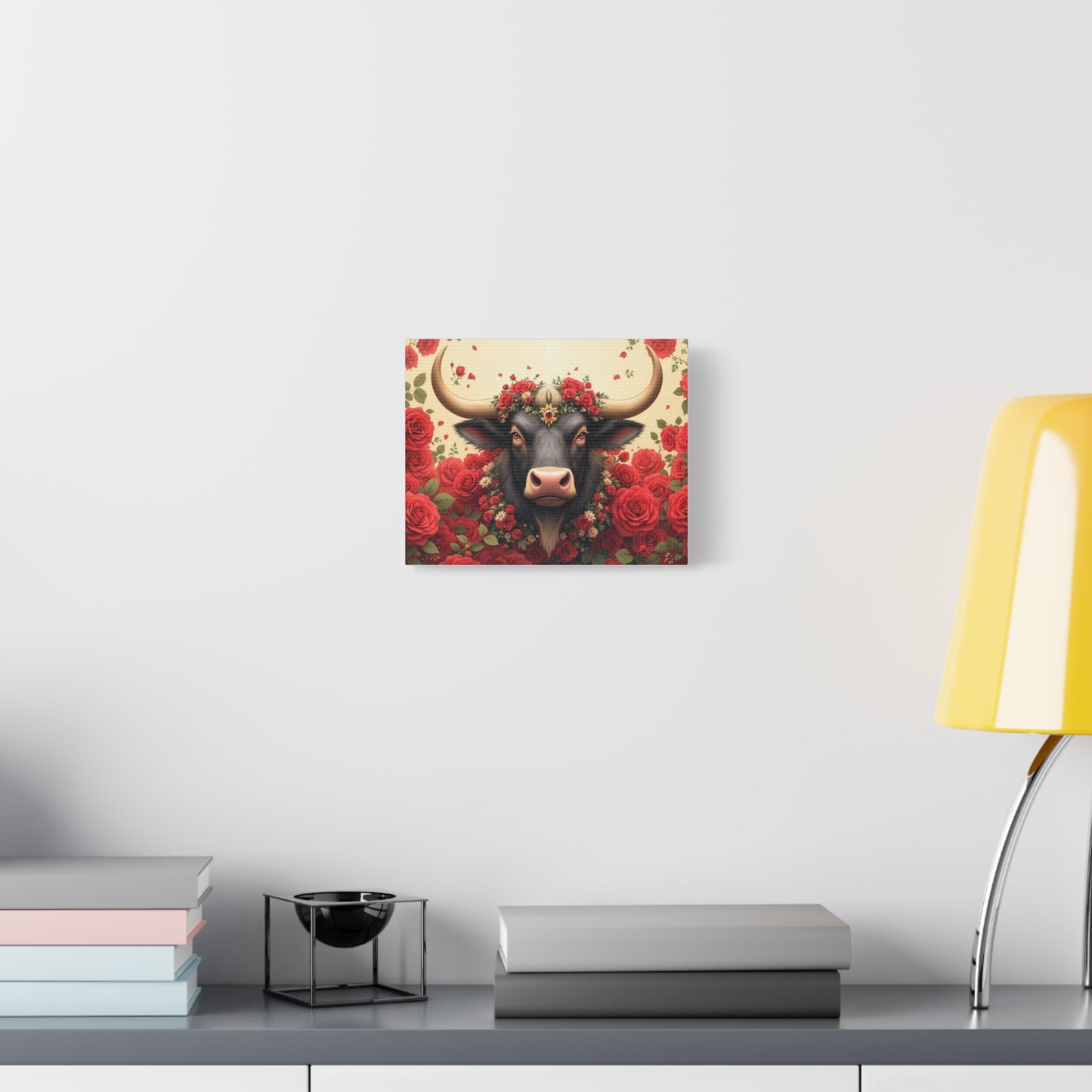 Canvas Print - Red Rose Cow Picture