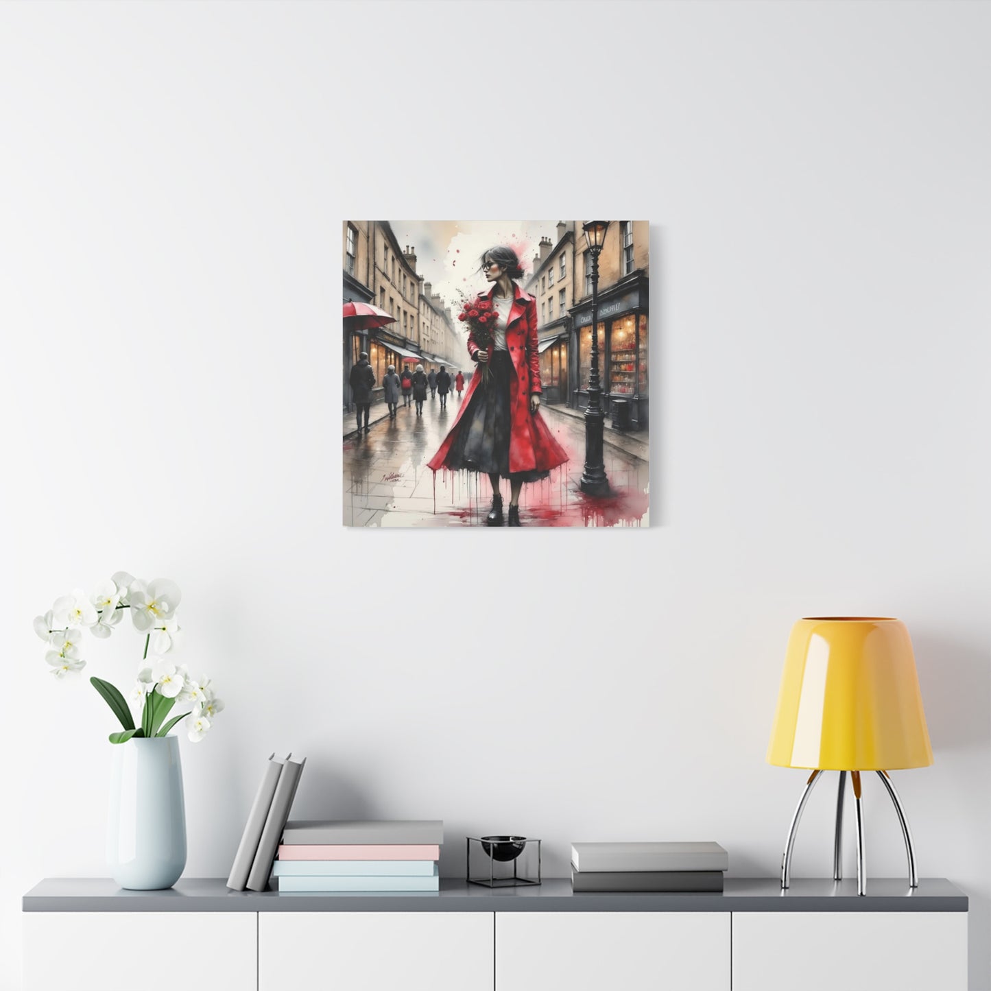 Lady in Red Coat 2 Abstract Art