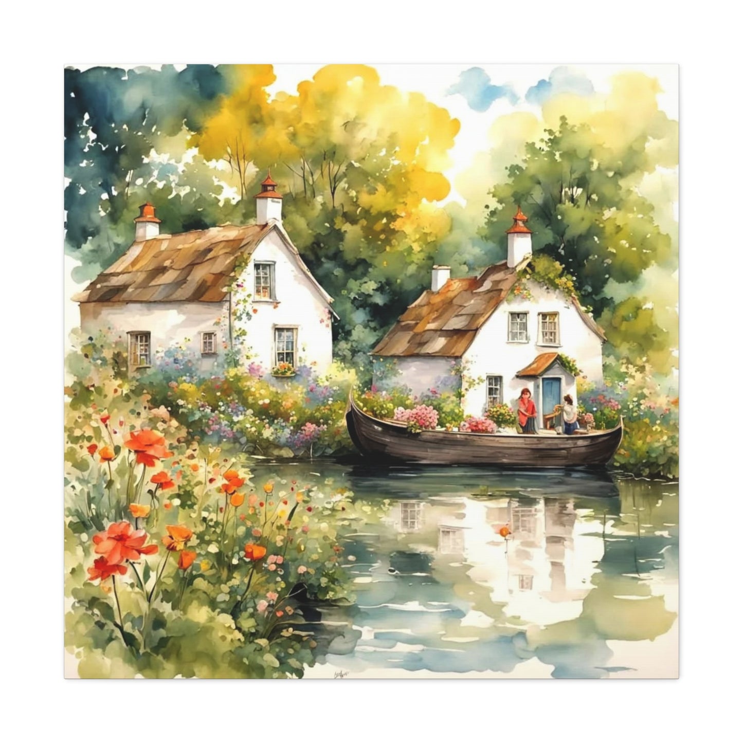 Life on the Lake with Flowers Art