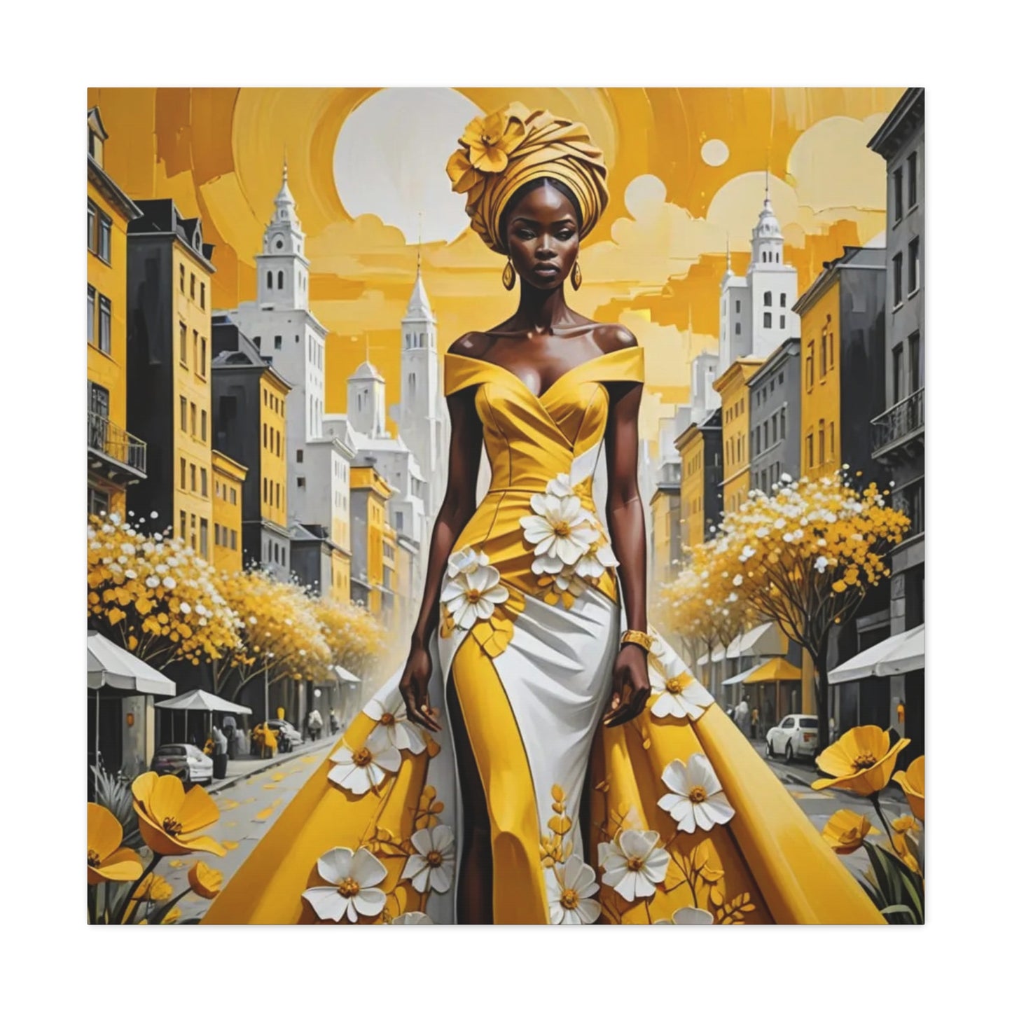 African Queen in Yellow Abstract Art