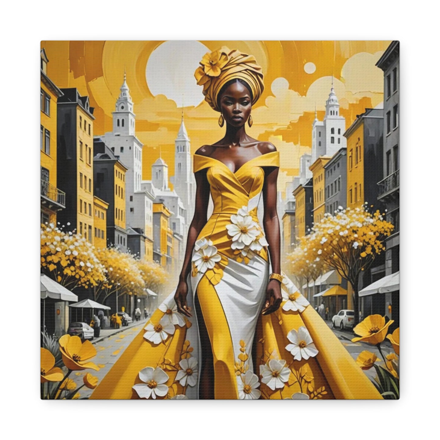 African Queen in Yellow Abstract Art