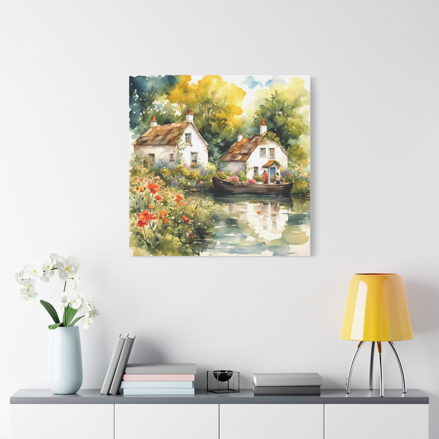 Life on the Lake with Flowers Art