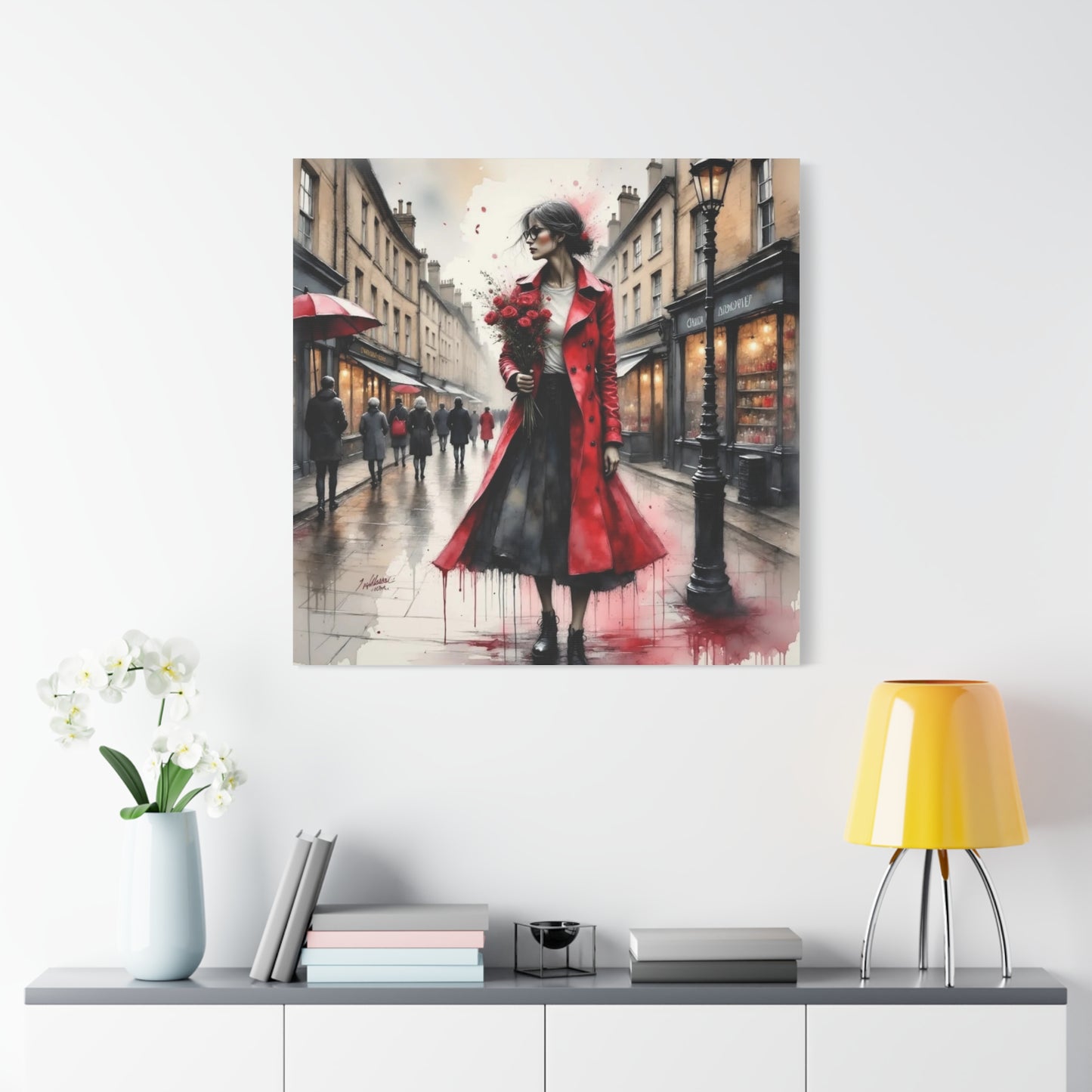 Lady in Red Coat 2 Abstract Art