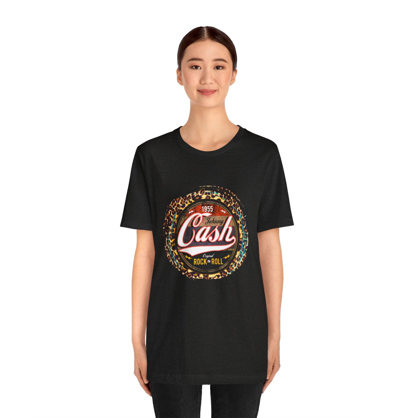 Johnny Cash leopard Trim T-Shirt