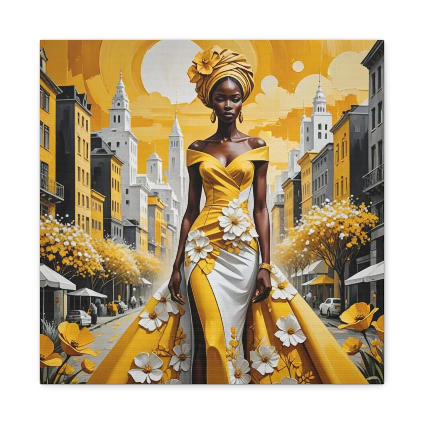 African Queen in Yellow Abstract Art