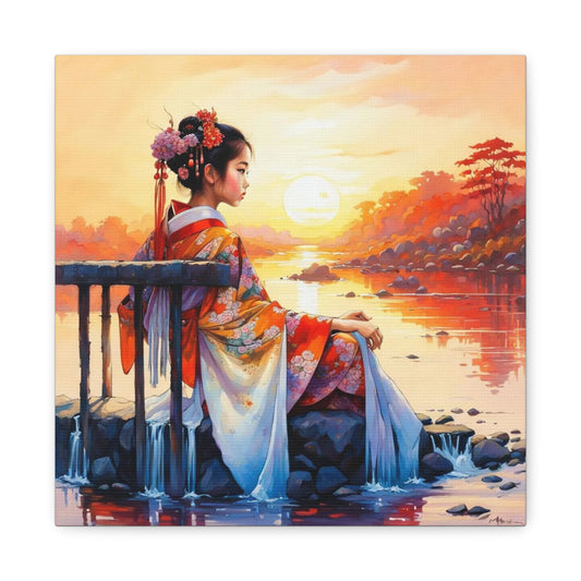 Girl by the Water Asian Abstract Art