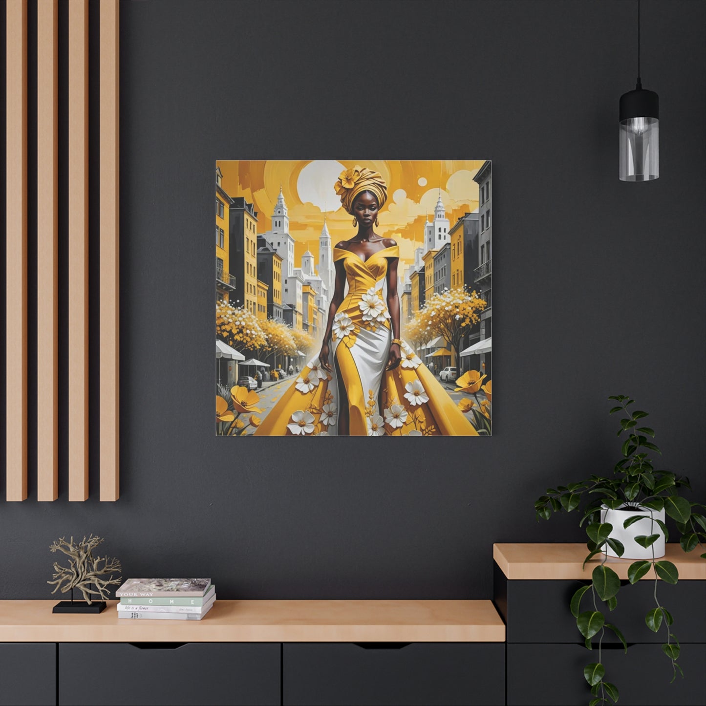 African Queen in Yellow Abstract Art