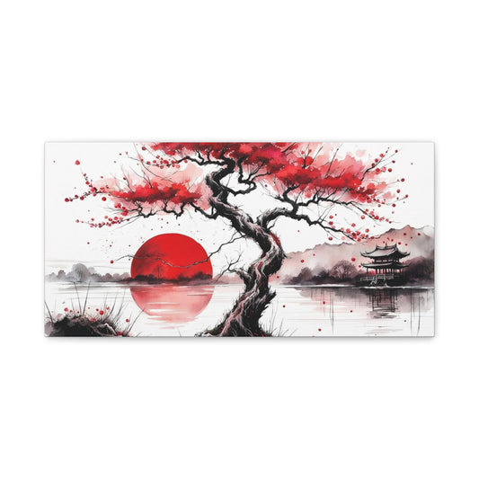 Red Moon Asian Abstract Art