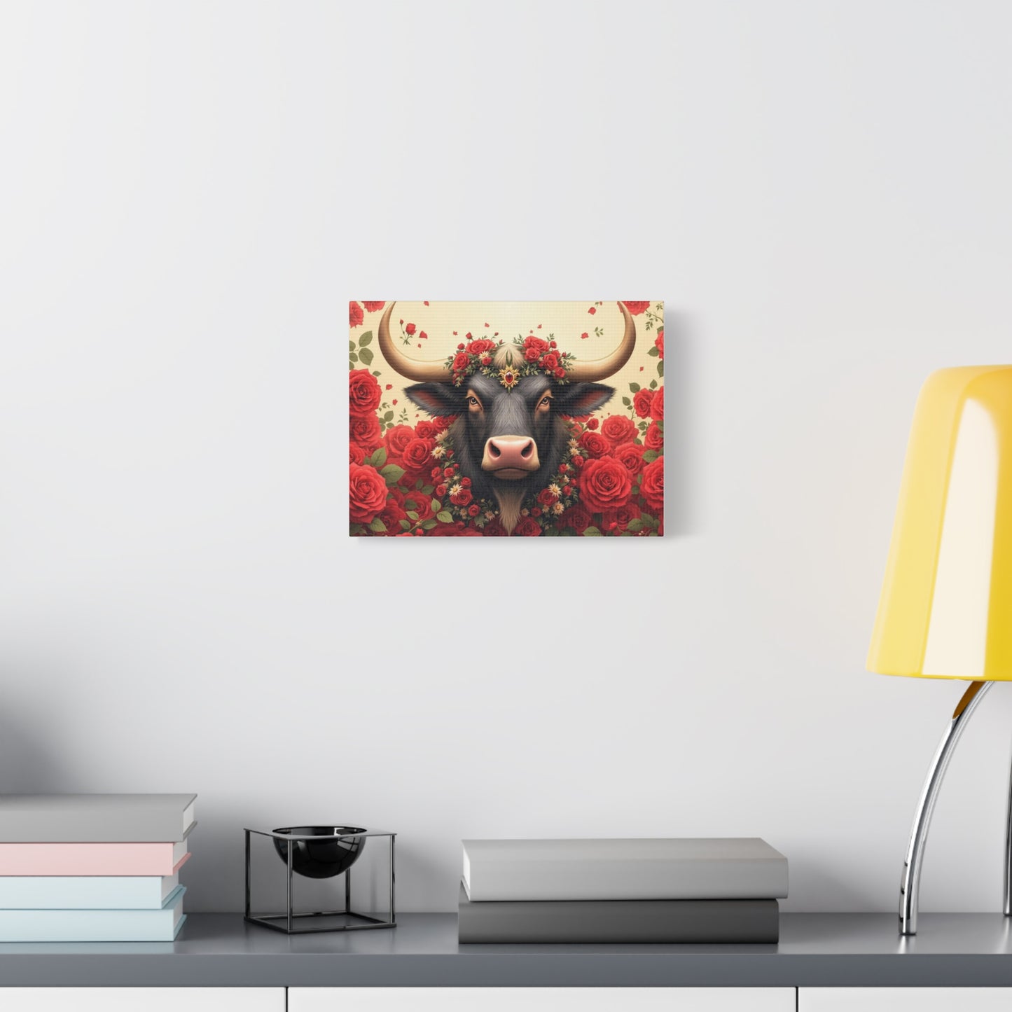 Canvas Print - Red Rose Cow Picture