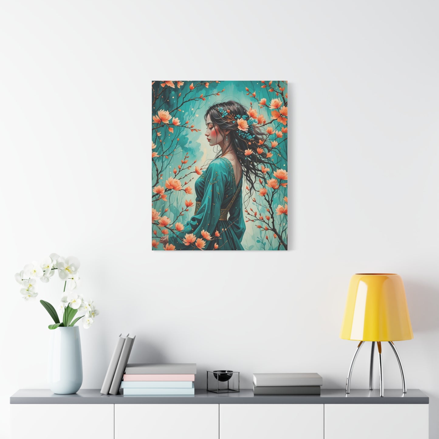 Turquois Woman Asian Abstract Art