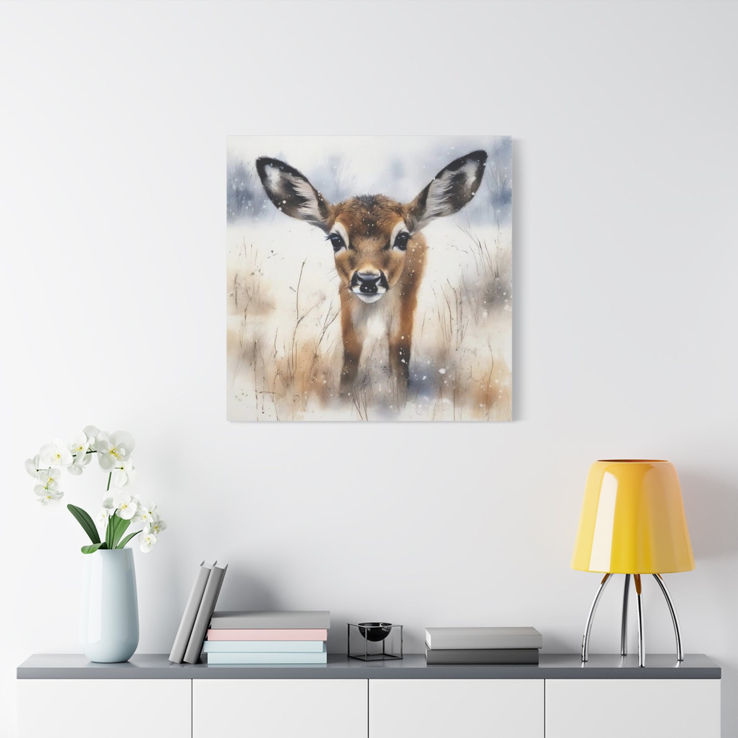 Fawn in the Snow Abstract Art