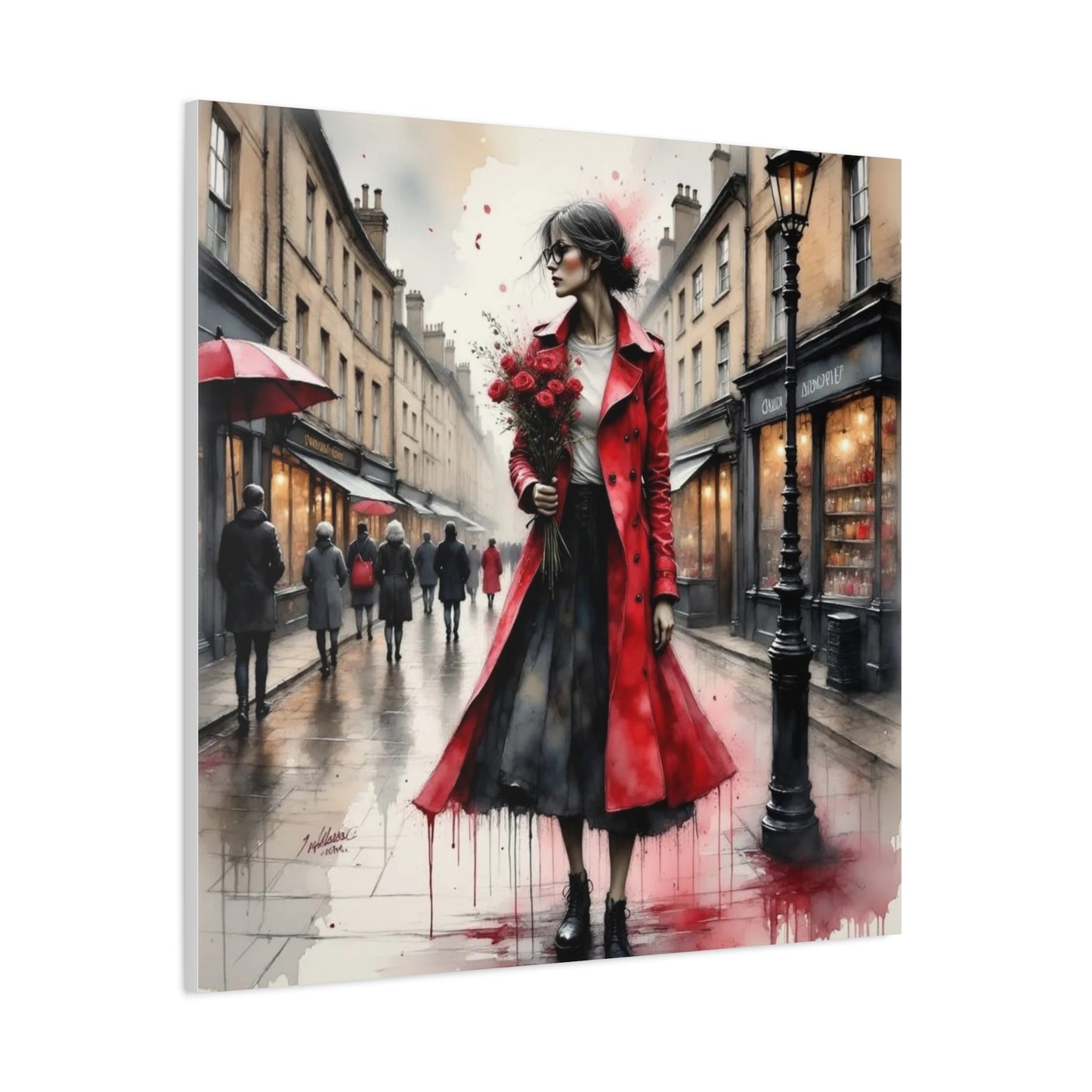 Lady in Red Coat 2 Abstract Art