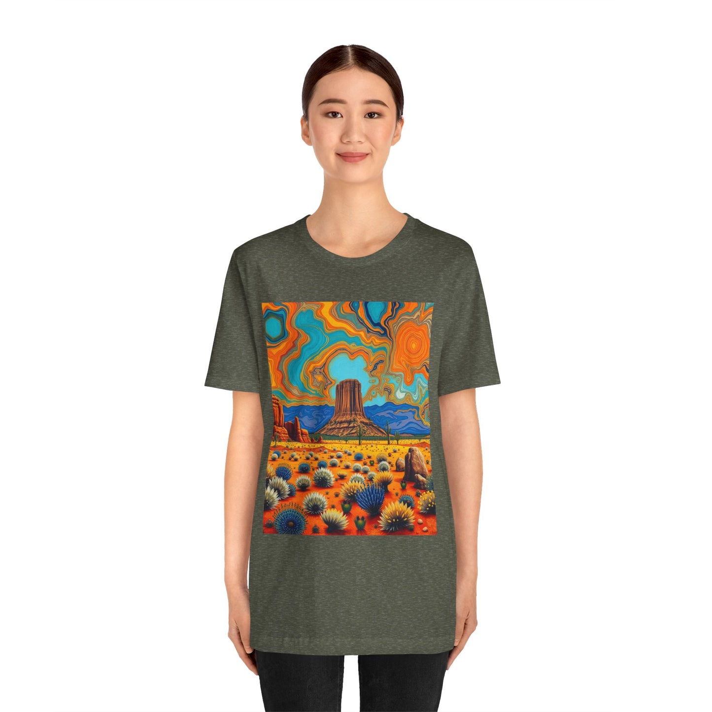 Southwest abstract Devils Tower Tee Shirt 1