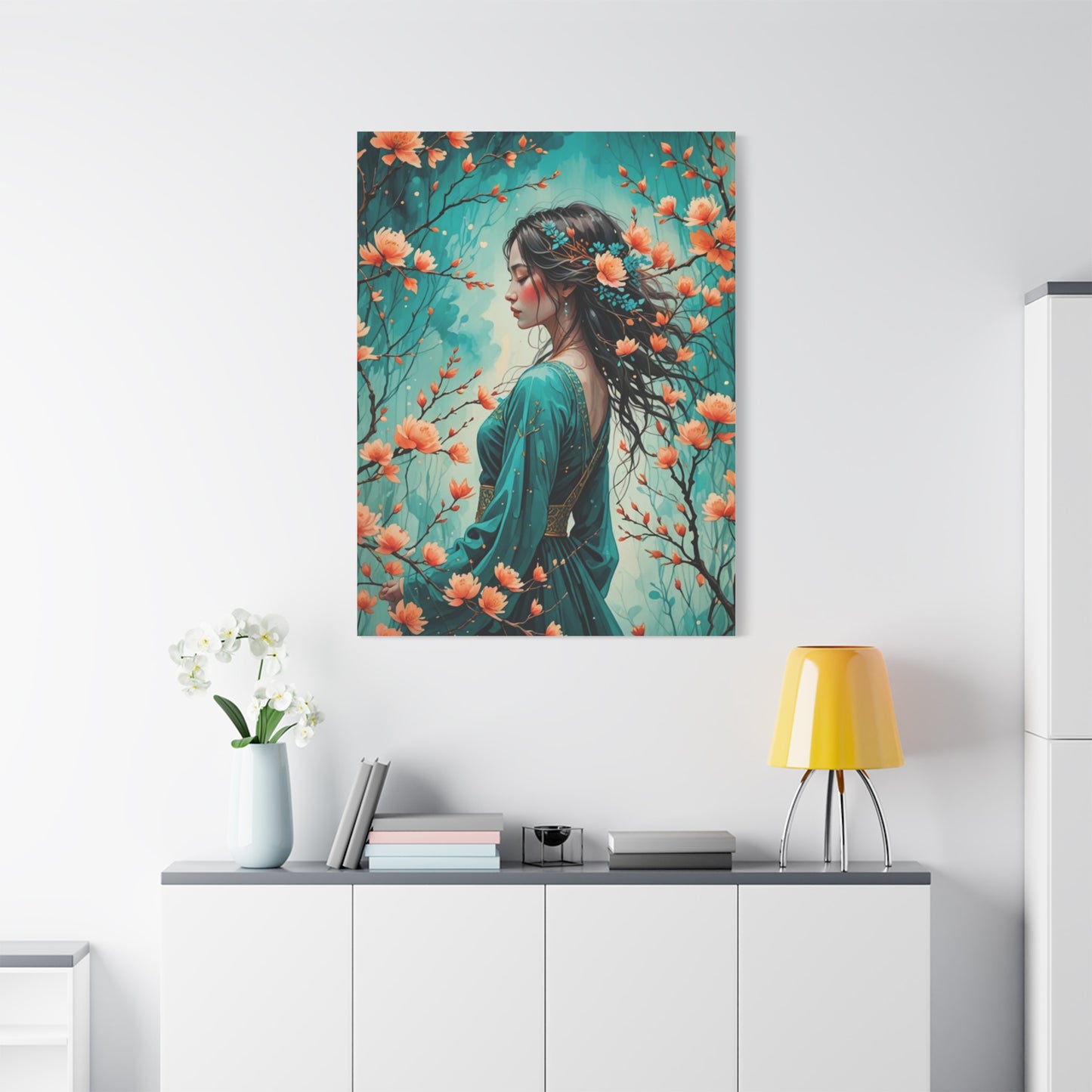 Turquois Woman Asian Abstract Art