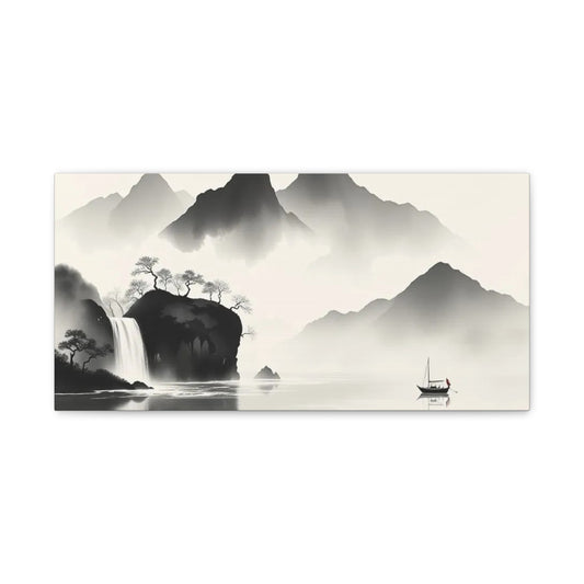 Boat in the Distance Asian Abstract Art