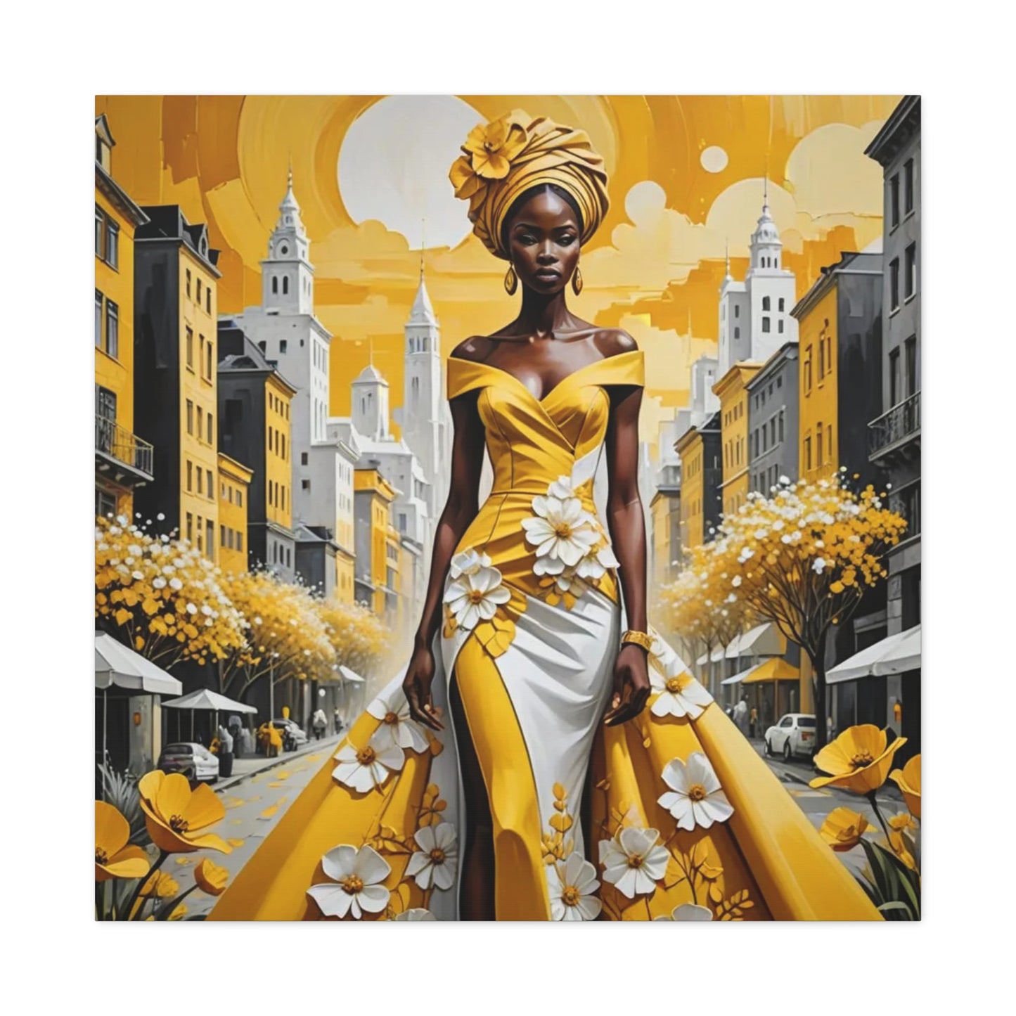 African Queen in Yellow Abstract Art