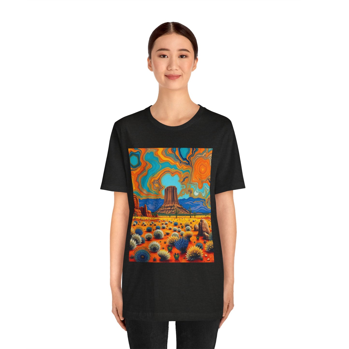 Southwest abstract Devils Tower Tee Shirt 1