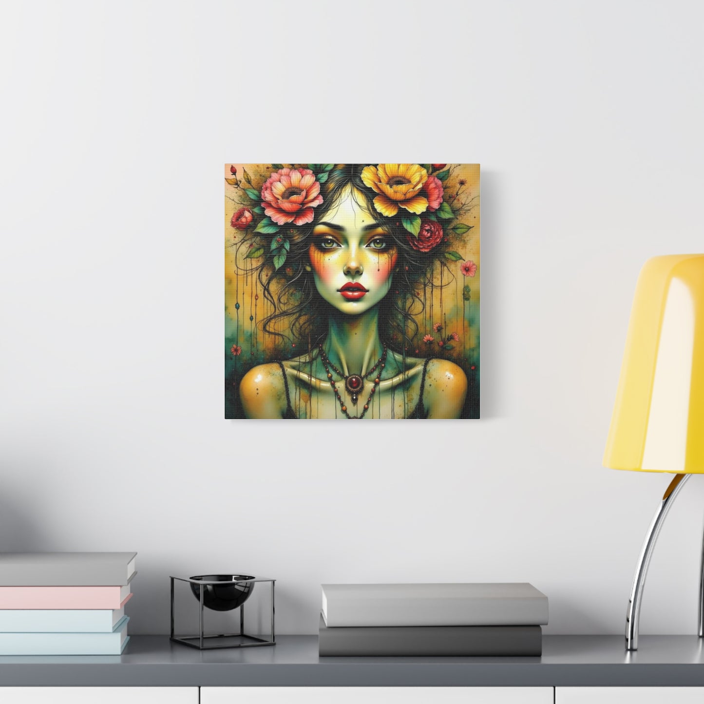 Lady With Flowers in Her Hair Abstract Art