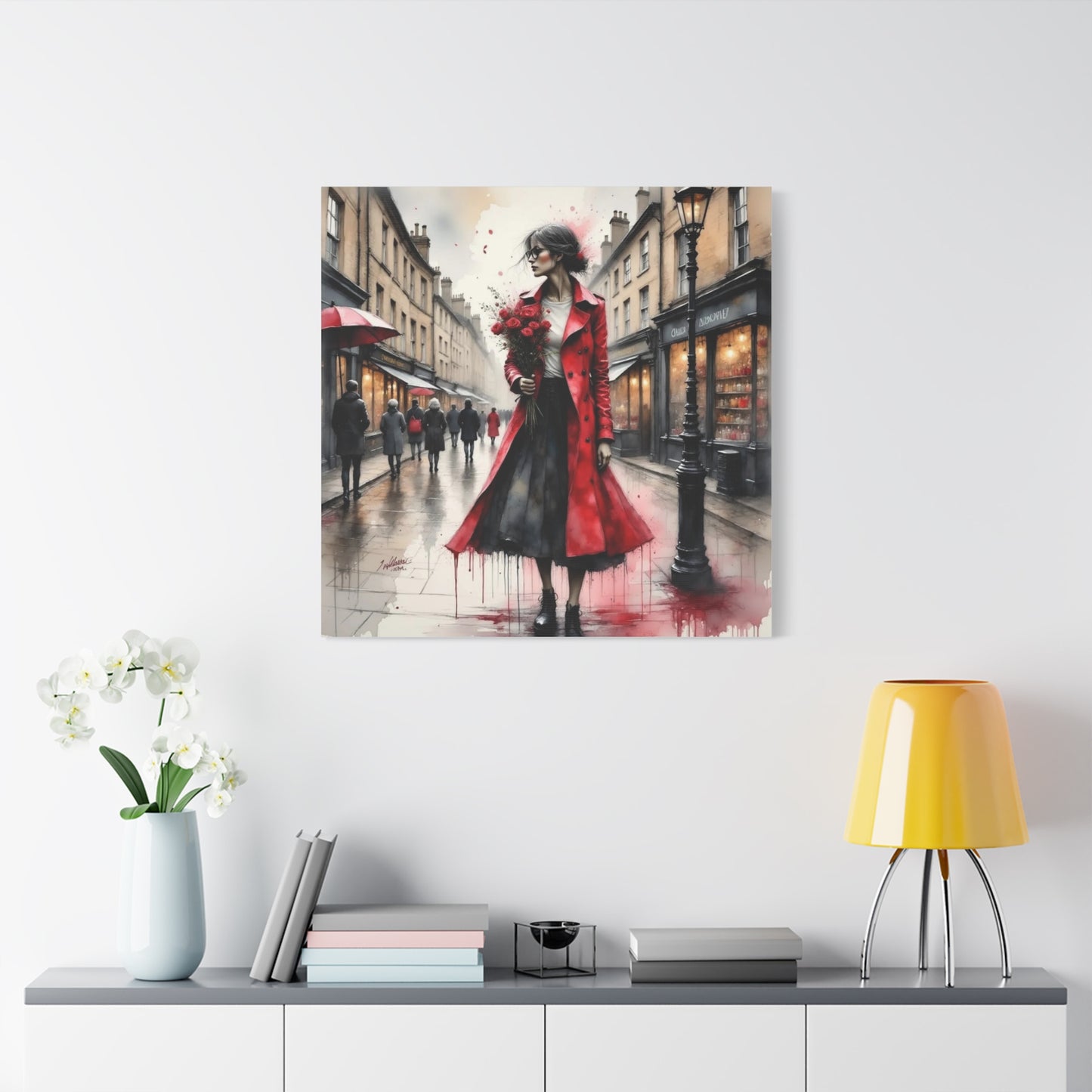 Lady in Red Coat 2 Abstract Art