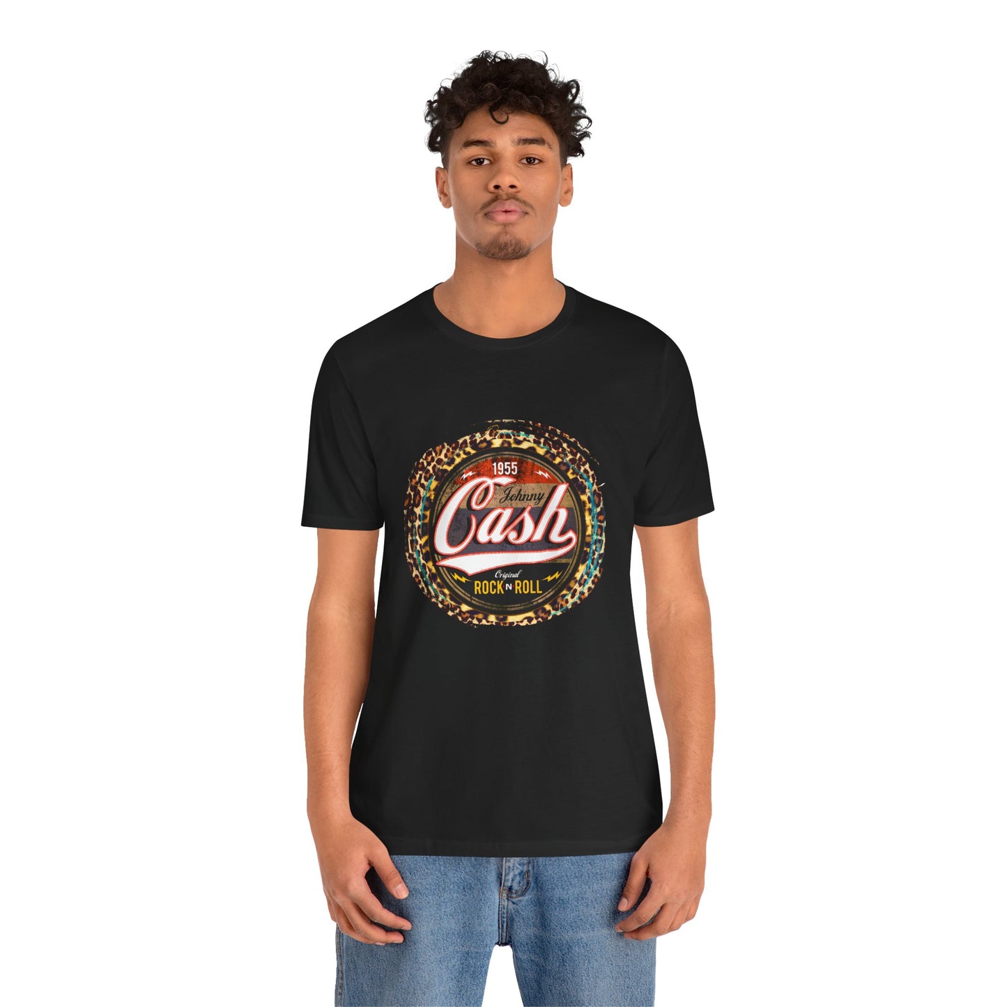 Johnny Cash leopard Trim T-Shirt