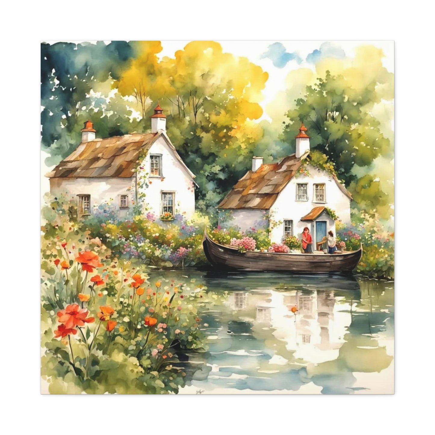 Life on the Lake with Flowers Art