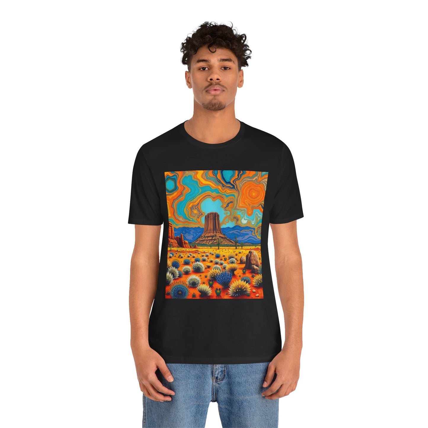 Southwest abstract Devils Tower Tee Shirt 1