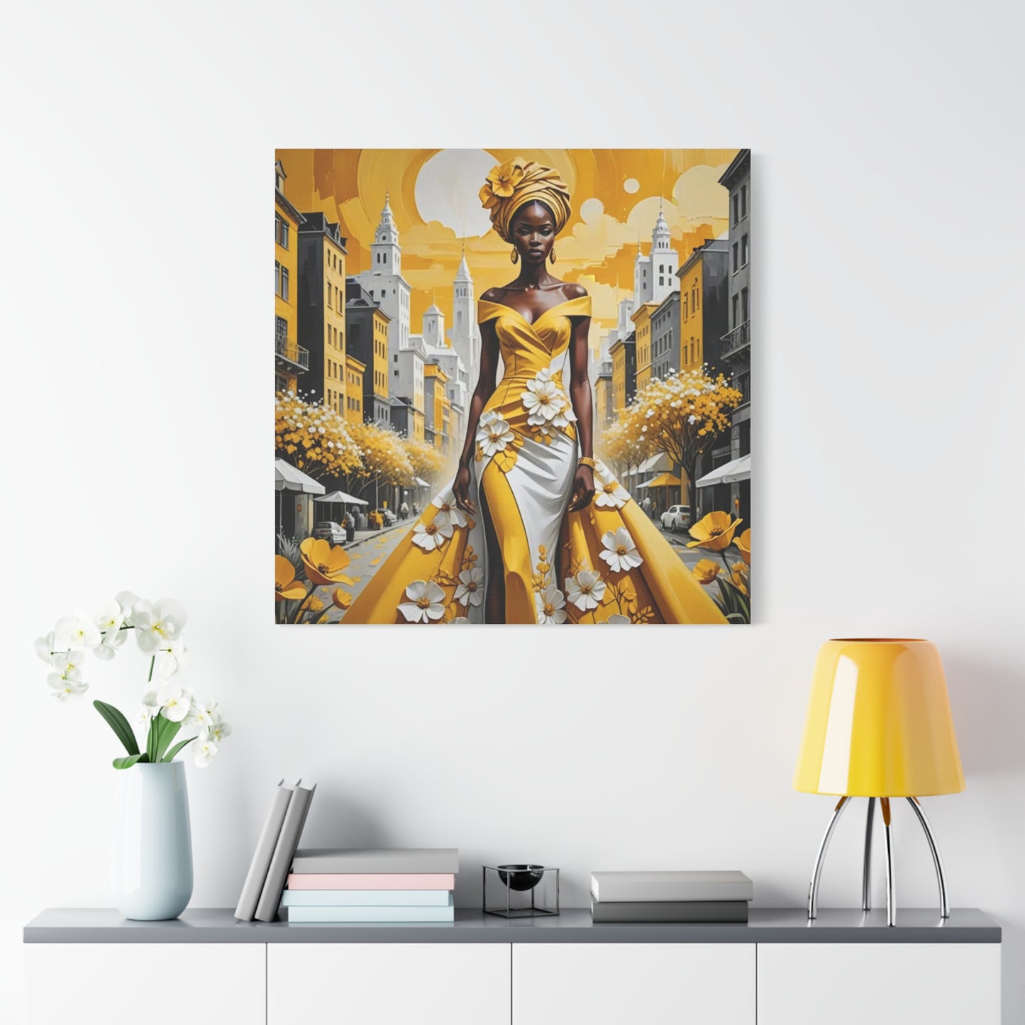 African Queen in Yellow Abstract Art