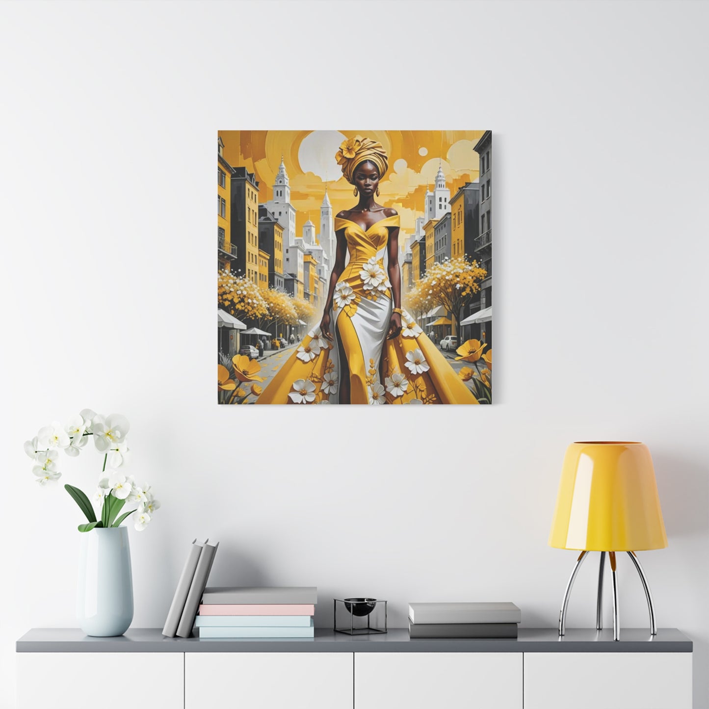 African Queen in Yellow Abstract Art