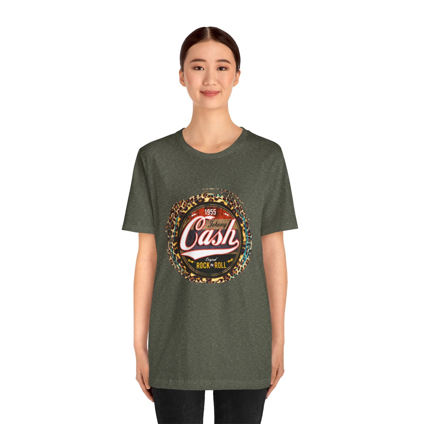 Johnny Cash leopard Trim T-Shirt