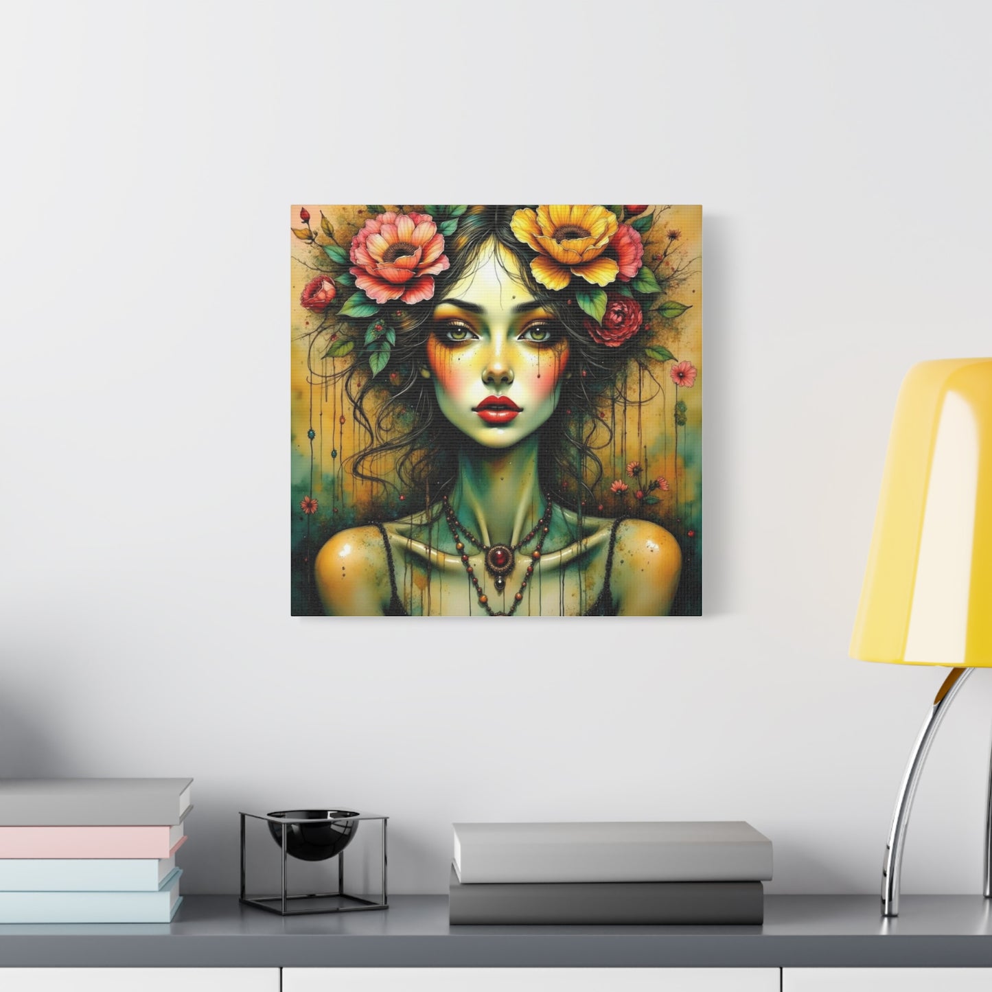 Lady With Flowers in Her Hair Abstract Art