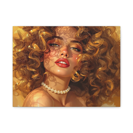 Canvas Print - Blonde Woman With Pearls