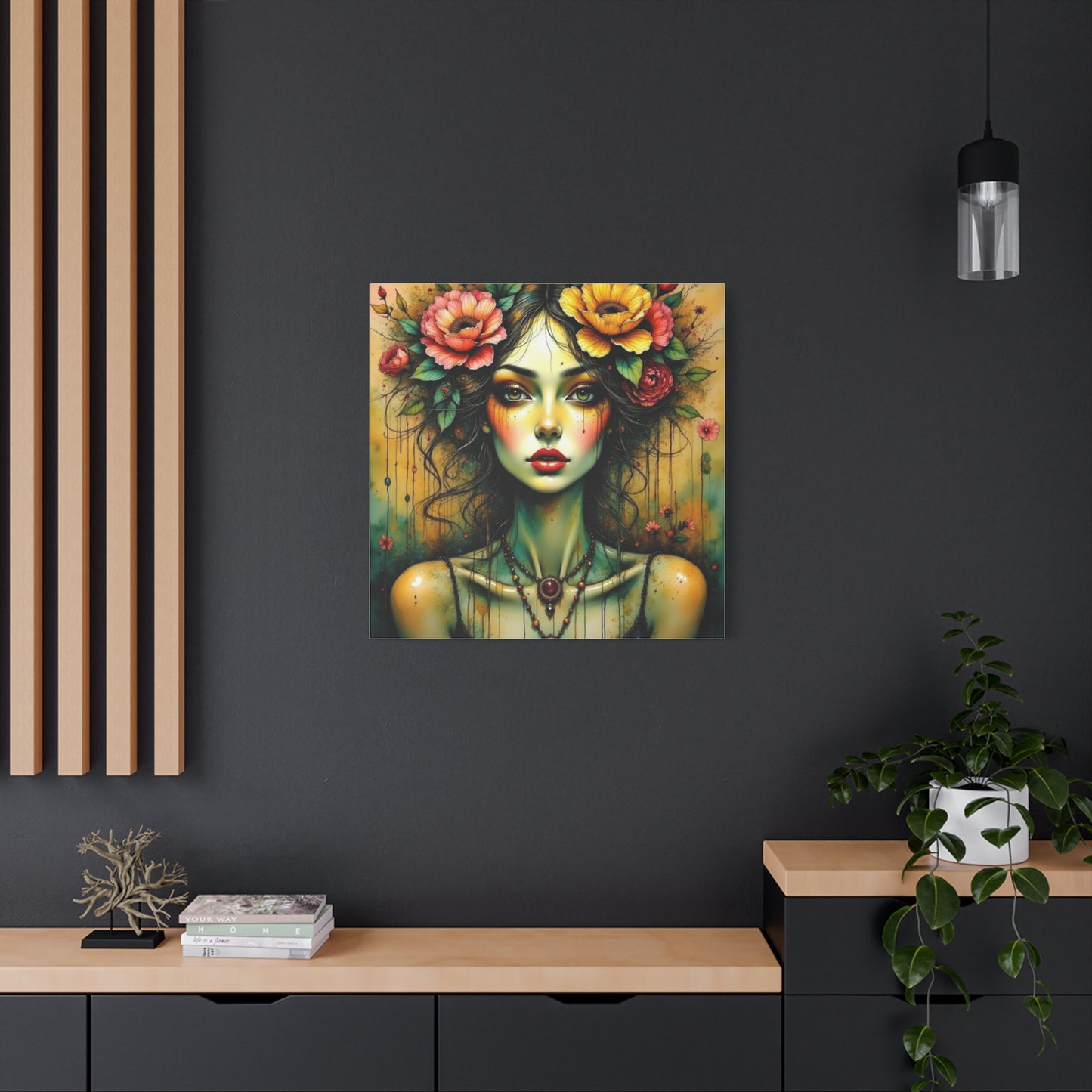 Lady With Flowers in Her Hair Abstract Art