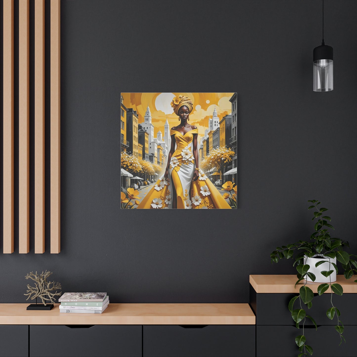 African Queen in Yellow Abstract Art