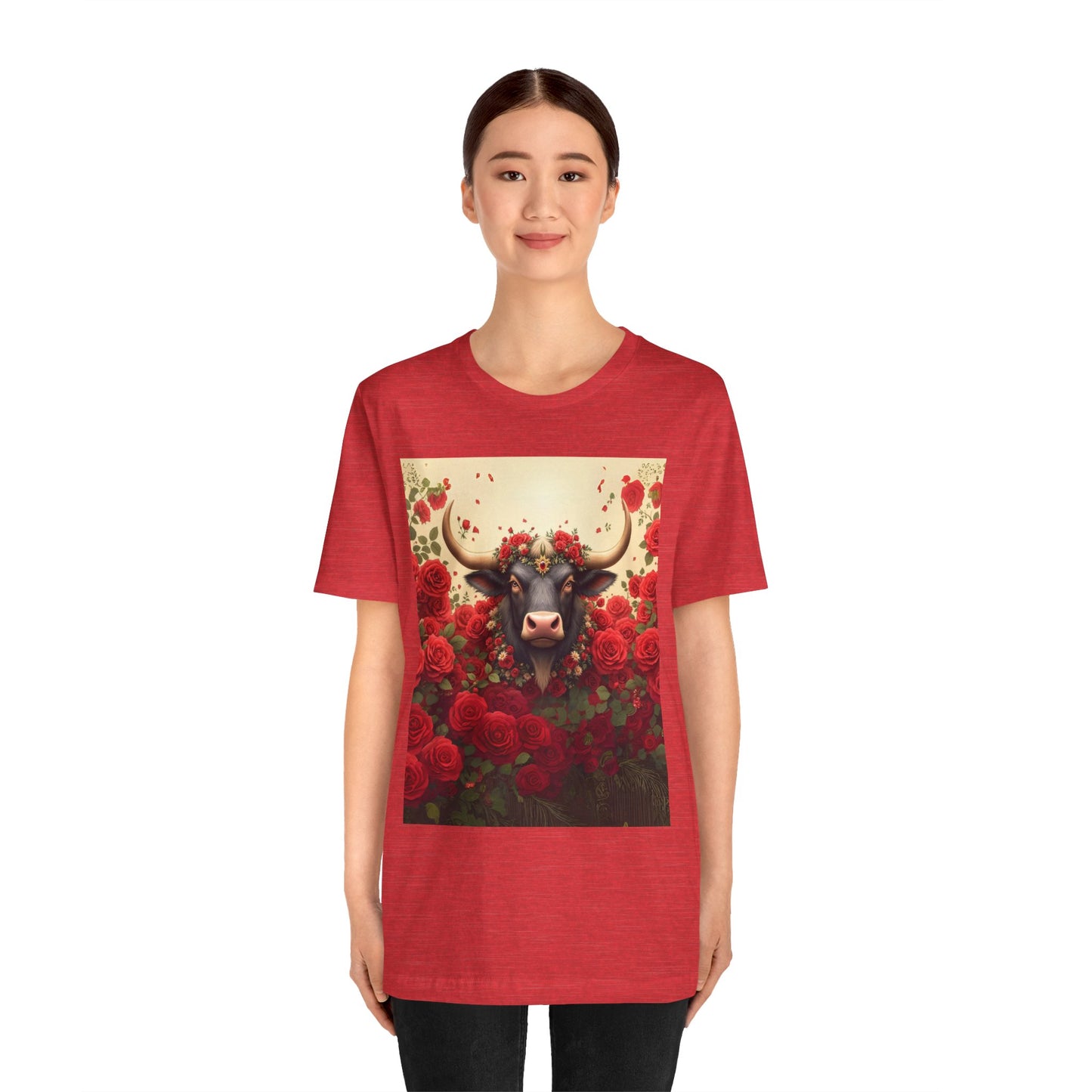 Red Rose Cow Tee