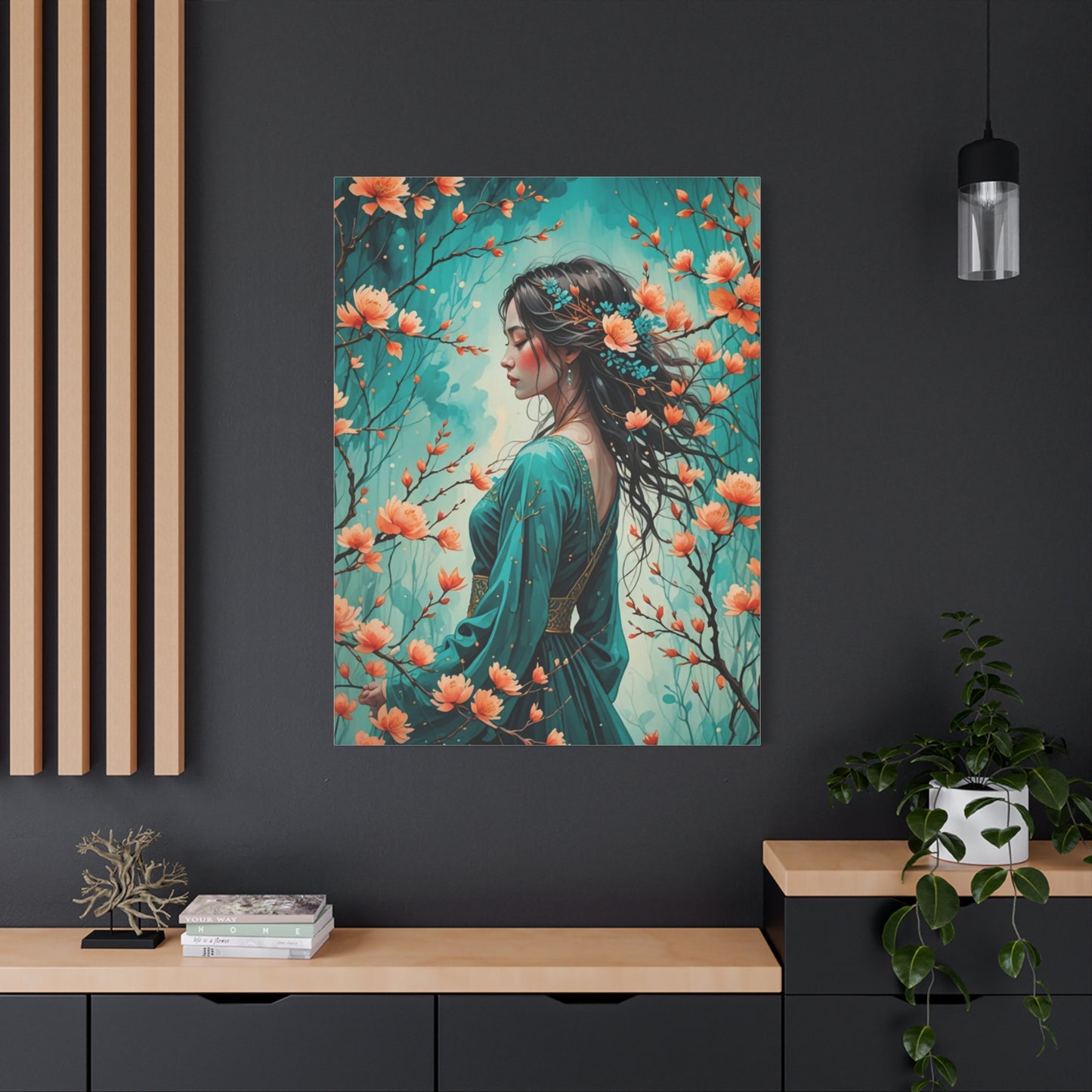 Turquois Woman Asian Abstract Art