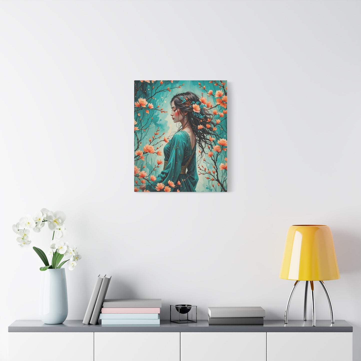 Turquois Woman Asian Abstract Art