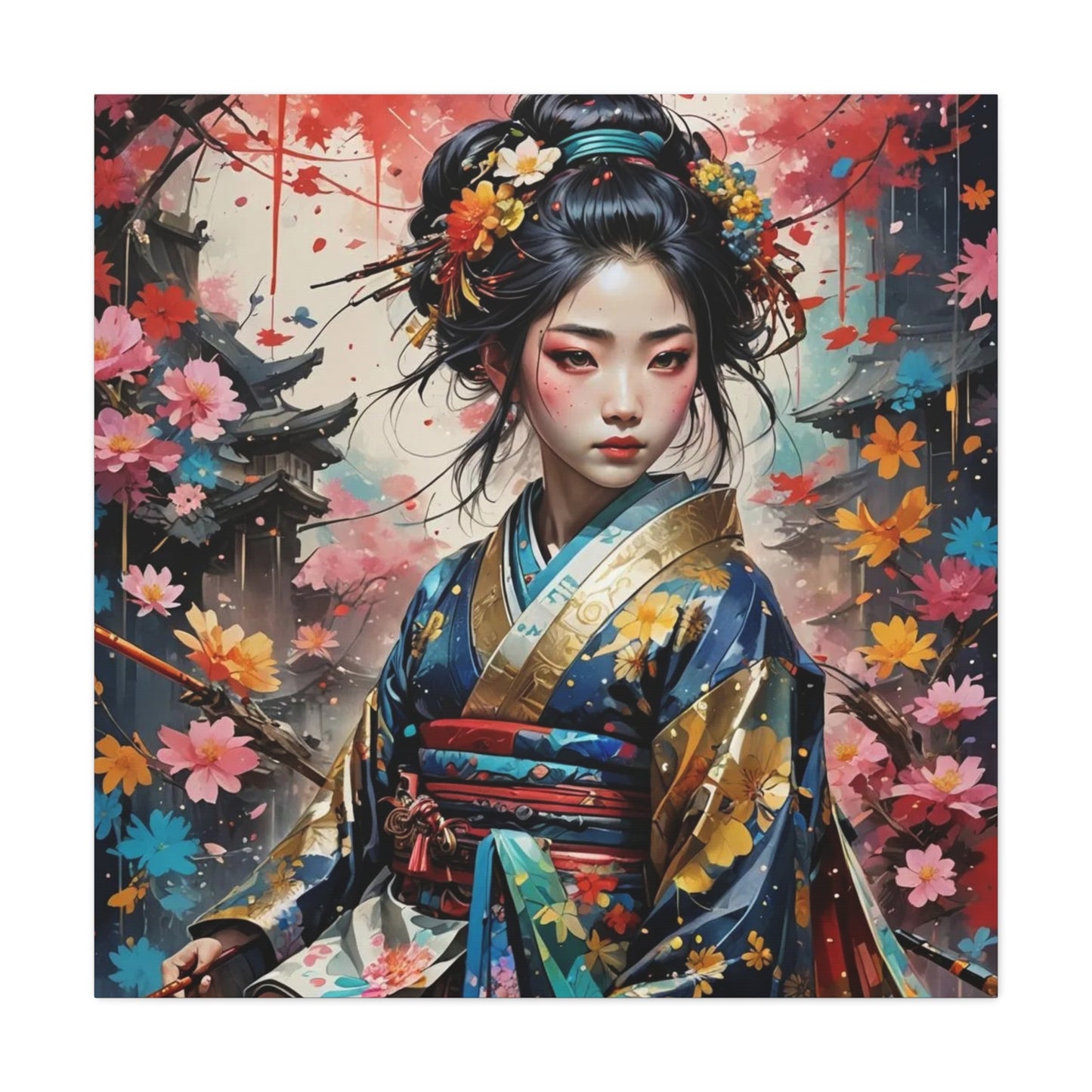 Beautiful Geisha Asian Abstract Art