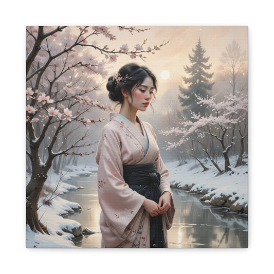 Lady in the Snow Asian Abstract Art