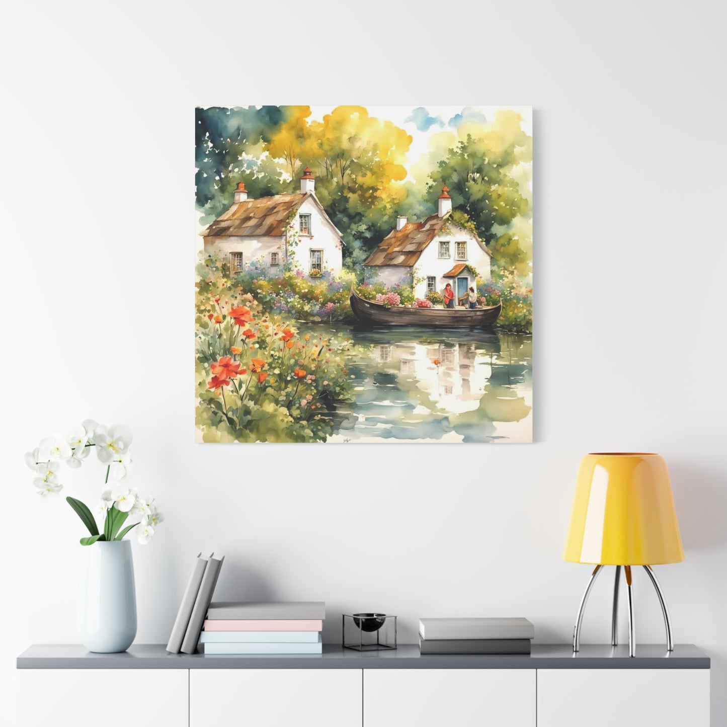 Life on the Lake with Flowers Art